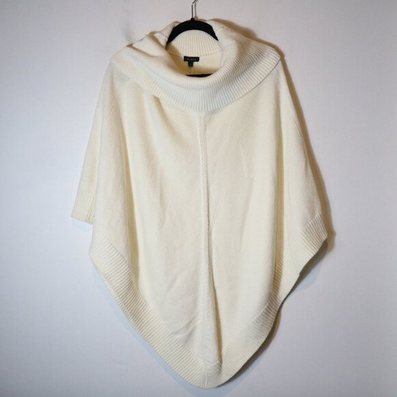 Talbots Knit Sweater Poncho Shrug Shawl Womens Large White Slouchy Neutral Cape - Picture 1 of 6